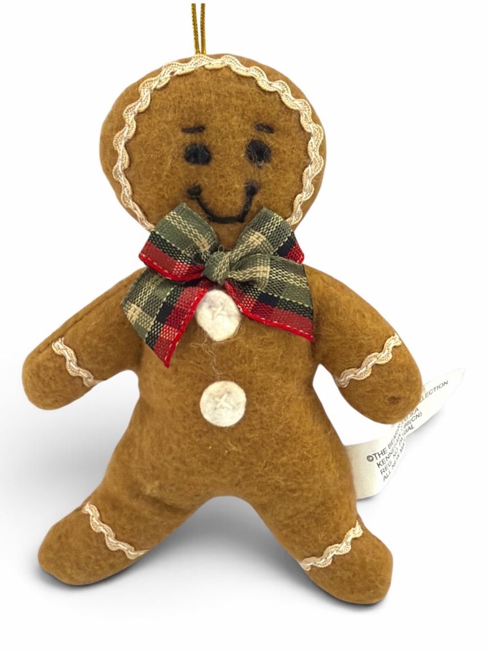 Vintage Bearington Collection Felt Gingerbread Man Plush Ornament Holiday Trim